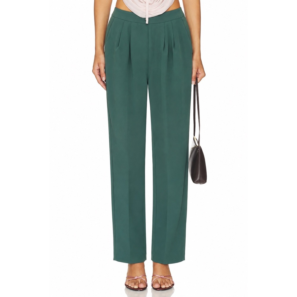 Tularosa Womens High Waisted Pleated Straight Leg Trousers Teal Size XS